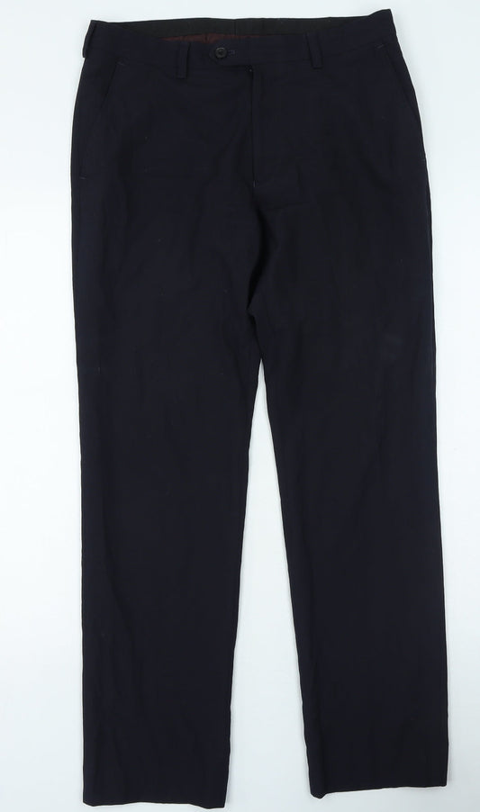 NEXT Mens Blue Polyester Trousers Size 32 in L31 in Regular Zip