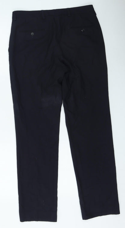NEXT Mens Blue Polyester Trousers Size 32 in L31 in Regular Zip