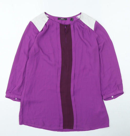 Mexx Womens Purple Polyester Basic Blouse Size 8 Round Neck