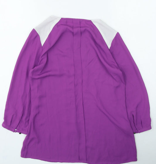 Mexx Womens Purple Polyester Basic Blouse Size 8 Round Neck