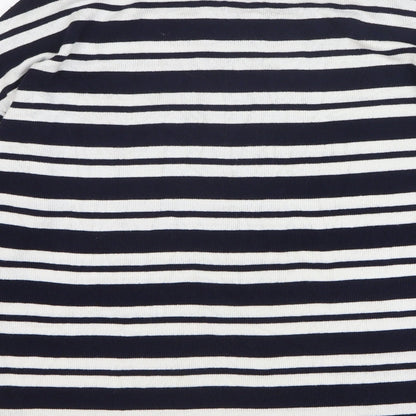 TU Womens Blue Round Neck Striped Viscose Pullover Jumper Size 12
