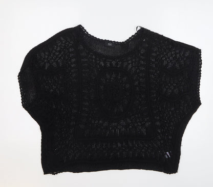 F&F Womens Black Round Neck Acrylic Pullover Jumper Size 14