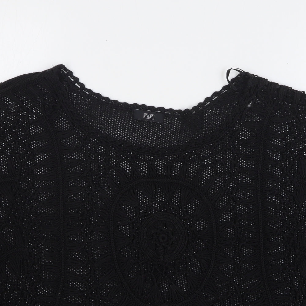 F&F Womens Black Round Neck Acrylic Pullover Jumper Size 14