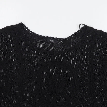 F&F Womens Black Round Neck Acrylic Pullover Jumper Size 14