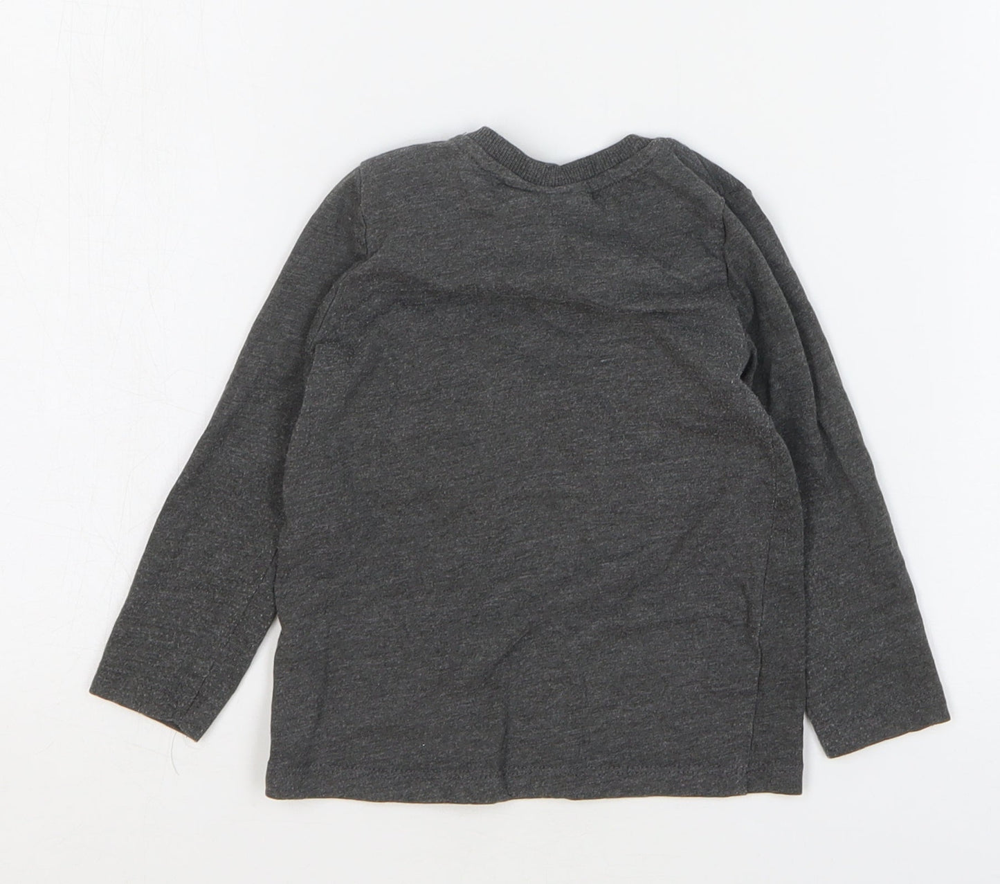 Batman Boys Grey Cotton Basic T-Shirt Size 24 Months Round Neck Snap