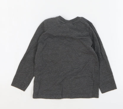 Batman Boys Grey Cotton Basic T-Shirt Size 24 Months Round Neck Snap