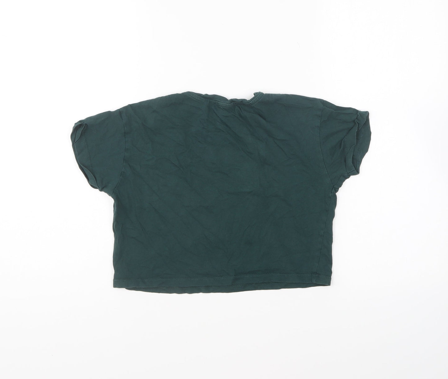 New Look Girls Green Cotton Cropped T-Shirt Size 10-11 Years Round Neck Pullover - Live In The Moment