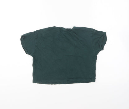 New Look Girls Green Cotton Cropped T-Shirt Size 10-11 Years Round Neck Pullover - Live In The Moment