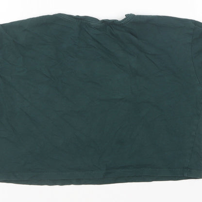 New Look Girls Green Cotton Cropped T-Shirt Size 10-11 Years Round Neck Pullover - Live In The Moment
