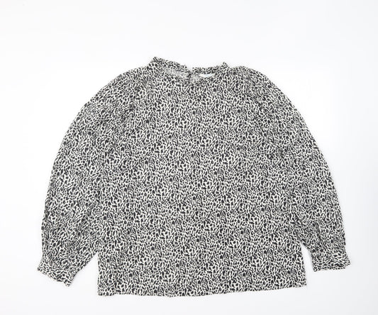 Primark Womens Black Geometric Viscose Basic Blouse Size 18 High Neck