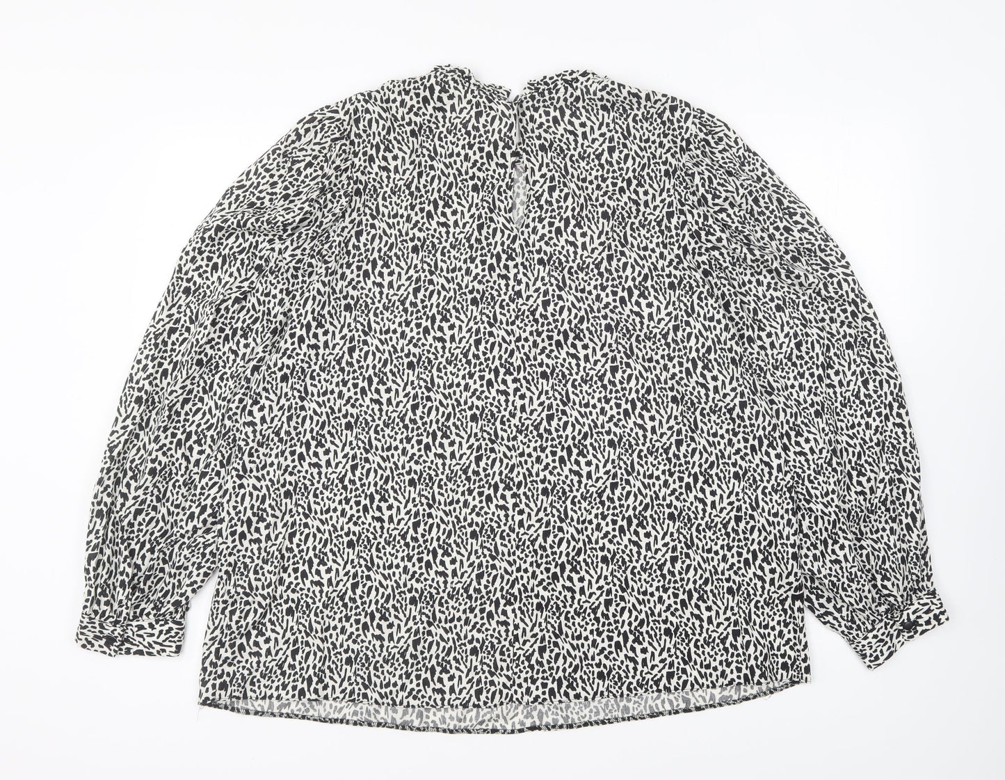 Primark Womens Black Geometric Viscose Basic Blouse Size 18 High Neck