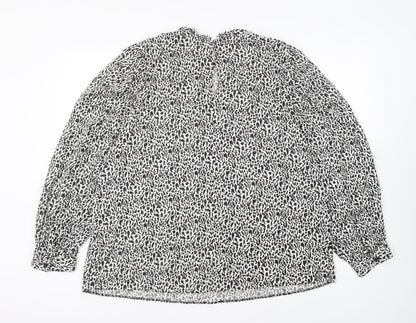 Primark Womens Black Geometric Viscose Basic Blouse Size 18 High Neck