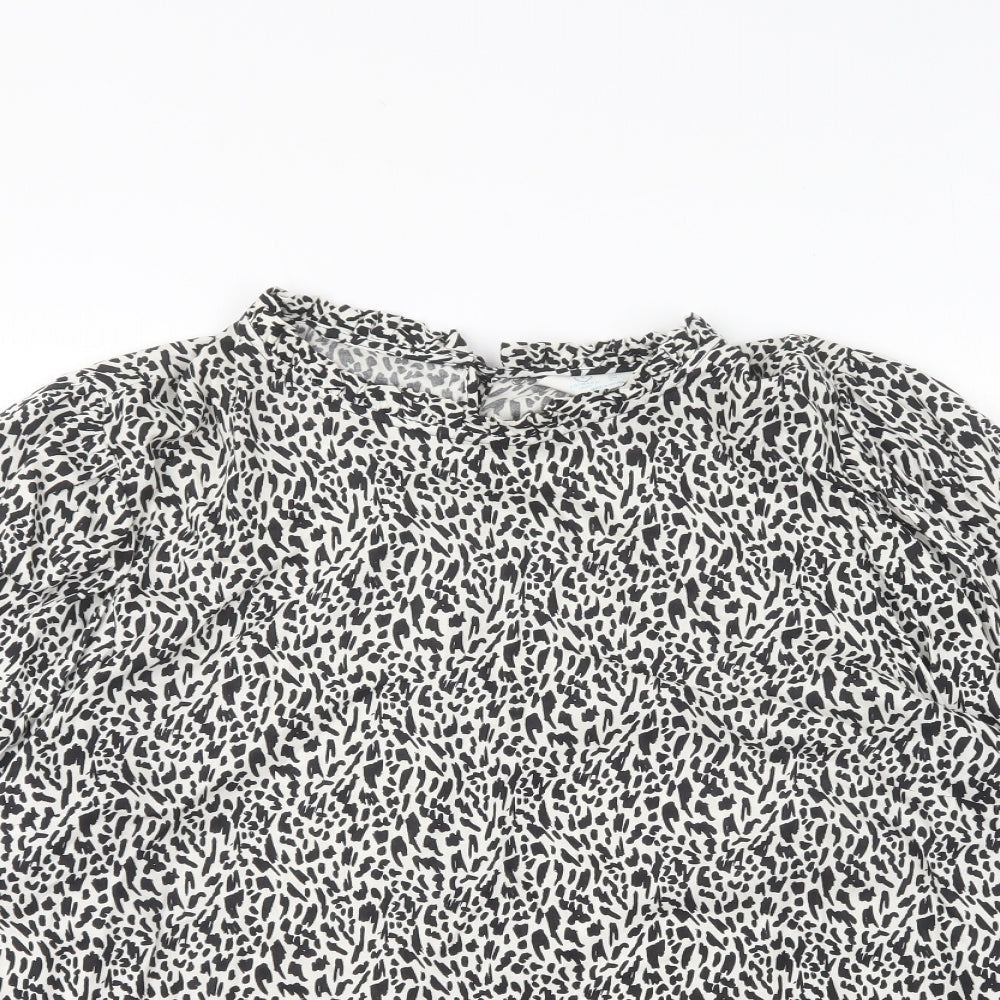 Primark Womens Black Geometric Viscose Basic Blouse Size 18 High Neck