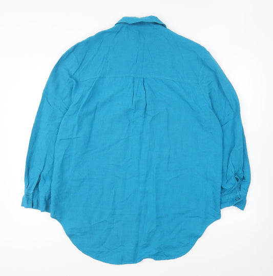 Primark Womens Blue Cotton Basic Button-Up Size 8 Collared