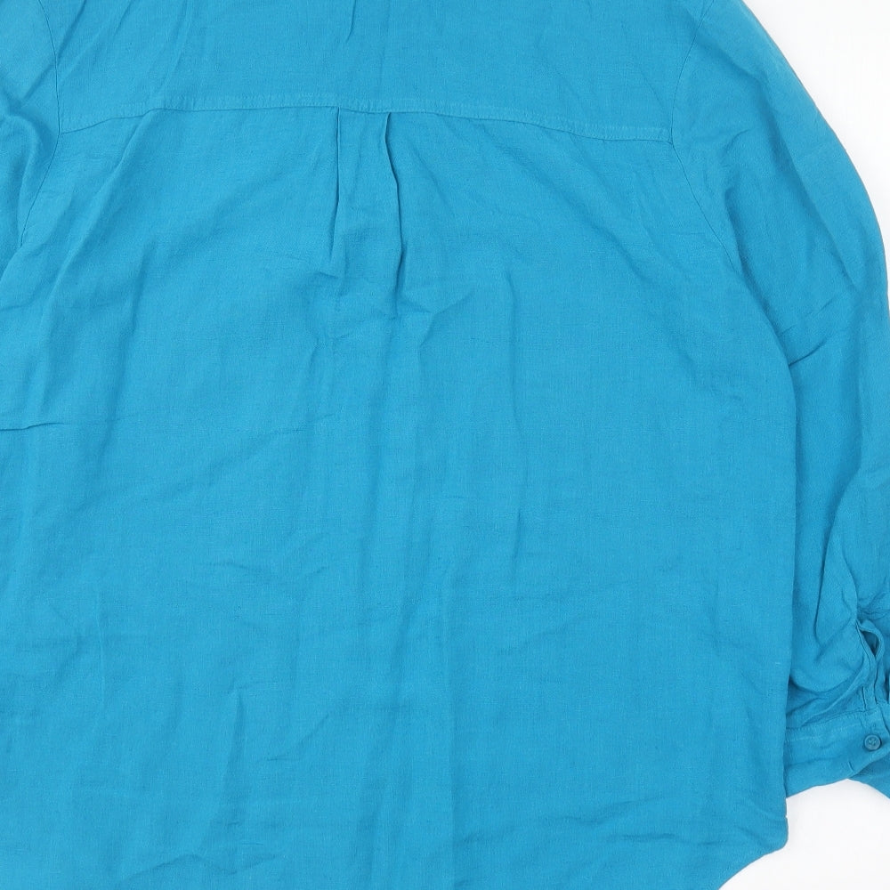 Primark Womens Blue Cotton Basic Button-Up Size 8 Collared