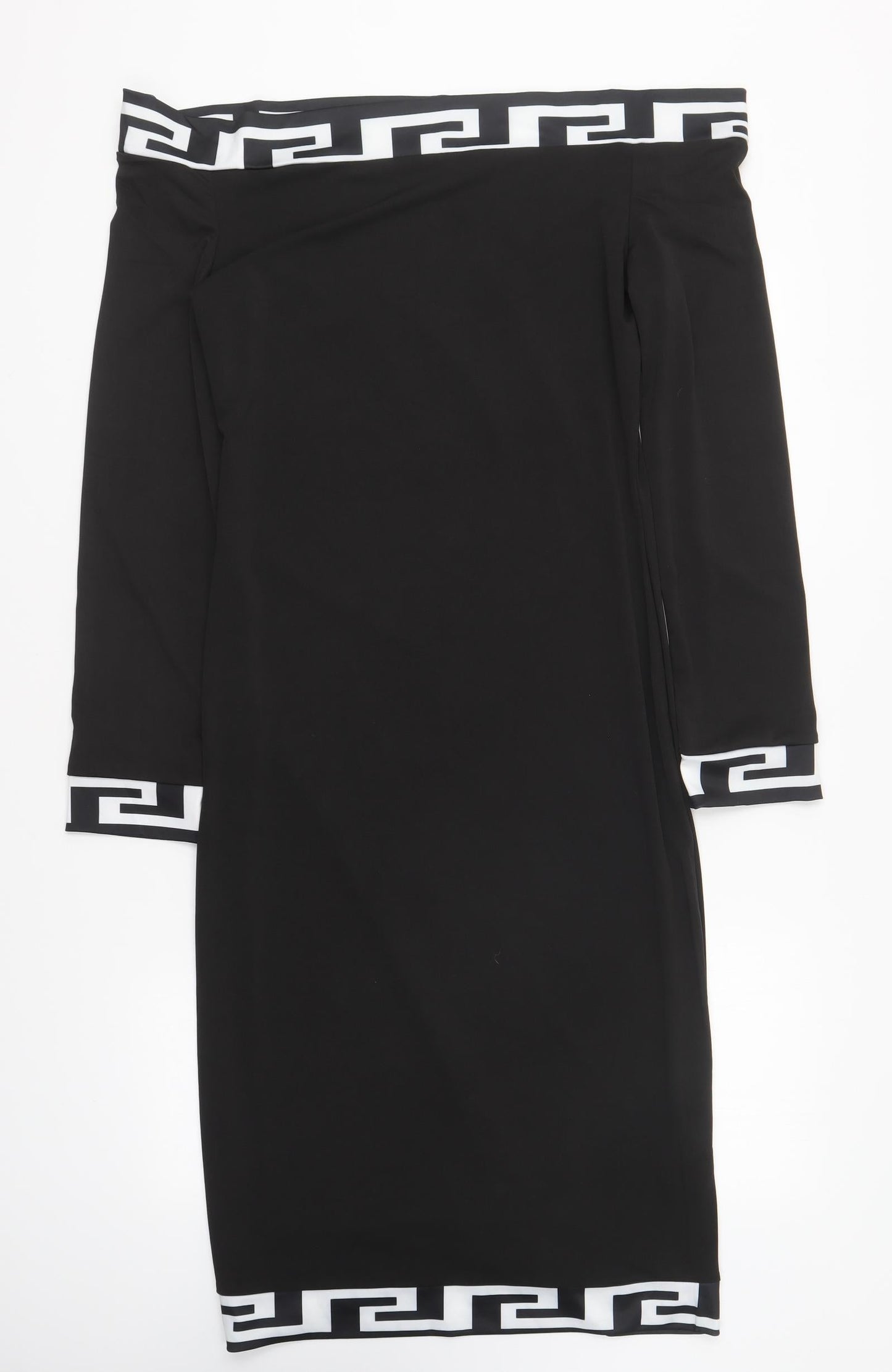 Preworn Womens Black Polyester Bodycon Size S Off the Shoulder Pullover