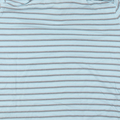 Dunnes Stores Mens Blue Striped Cotton Polo Size L Collared Button