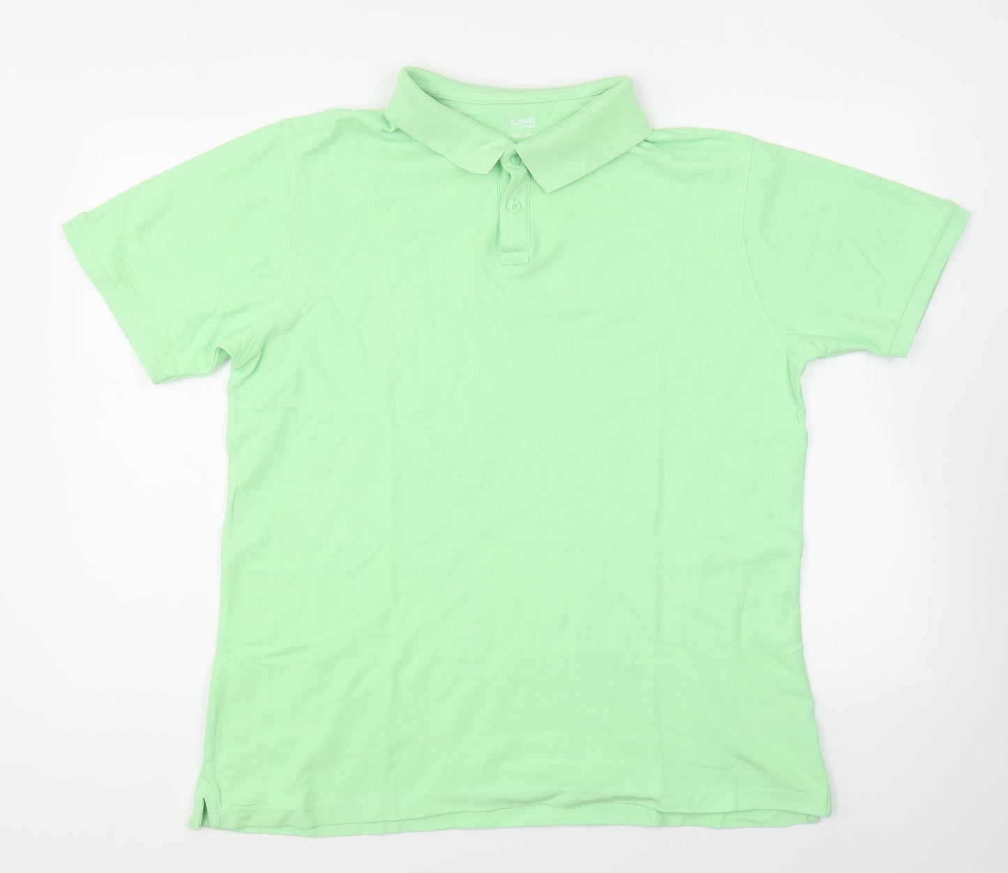 Dunnes Stores Mens Green Cotton Polo Size L Collared Button