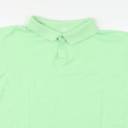 Dunnes Stores Mens Green Cotton Polo Size L Collared Button