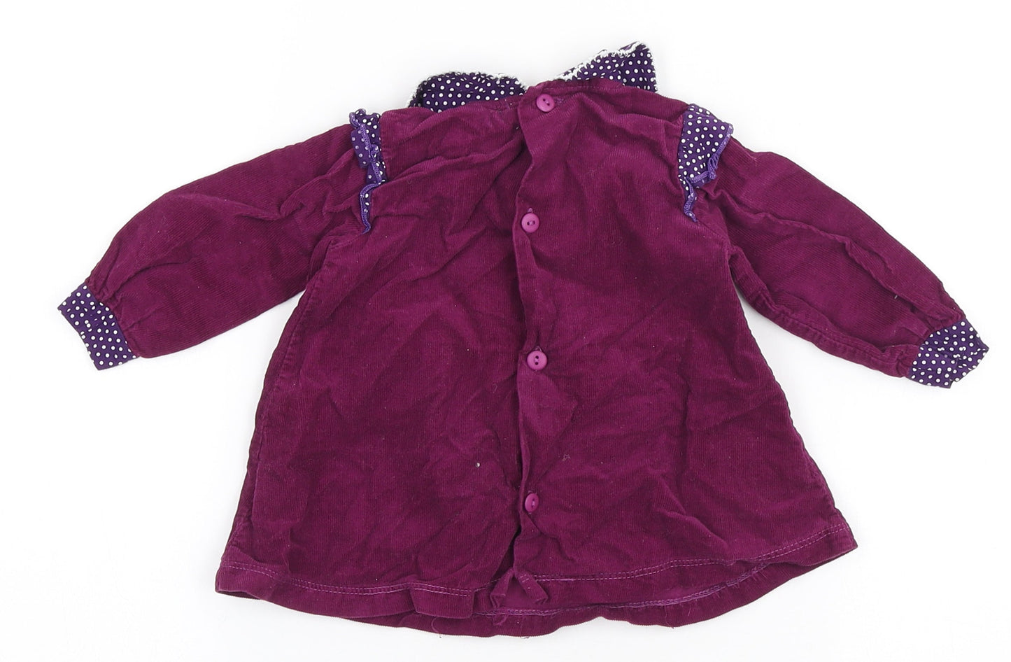 Baby C Girls Purple Cotton A-Line Size 12-18 Months Collared Button - Embroidered Flowers