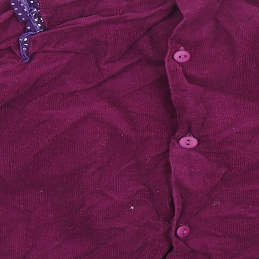 Baby C Girls Purple Cotton A-Line Size 12-18 Months Collared Button - Embroidered Flowers
