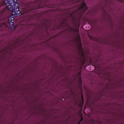 Baby C Girls Purple Cotton A-Line Size 12-18 Months Collared Button - Embroidered Flowers
