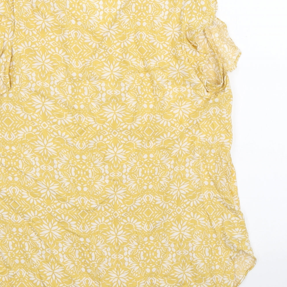 Papaya Womens Yellow Floral Viscose Basic Tank Size 12 V-Neck