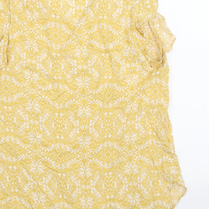 Papaya Womens Yellow Floral Viscose Basic Tank Size 12 V-Neck
