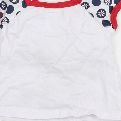 Pitter Patter Girls White Cotton Basic T-Shirt Size 12 Months Round Neck Pullover - J'adore Paris