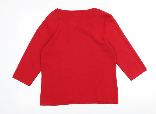 Gerard Womens Red Scoop Neck Viscose Pullover Jumper Size 14
