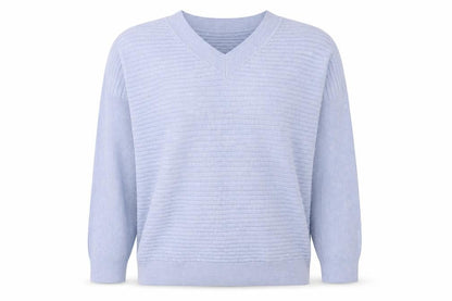 F&F Womens Blue V-Neck Viscose Pullover Jumper Size 6