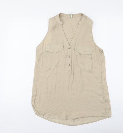 Womens UK Size M Stradivarius Beige Basic Blouse