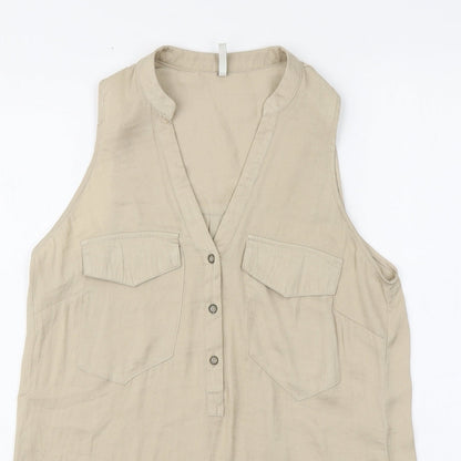 Womens UK Size M Stradivarius Beige Basic Blouse