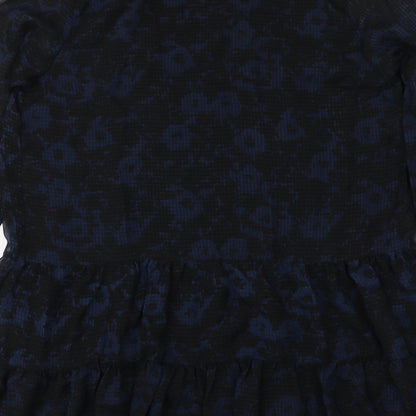 Zara Womens Black Geometric Polyester Skater Dress Size S Round Neck