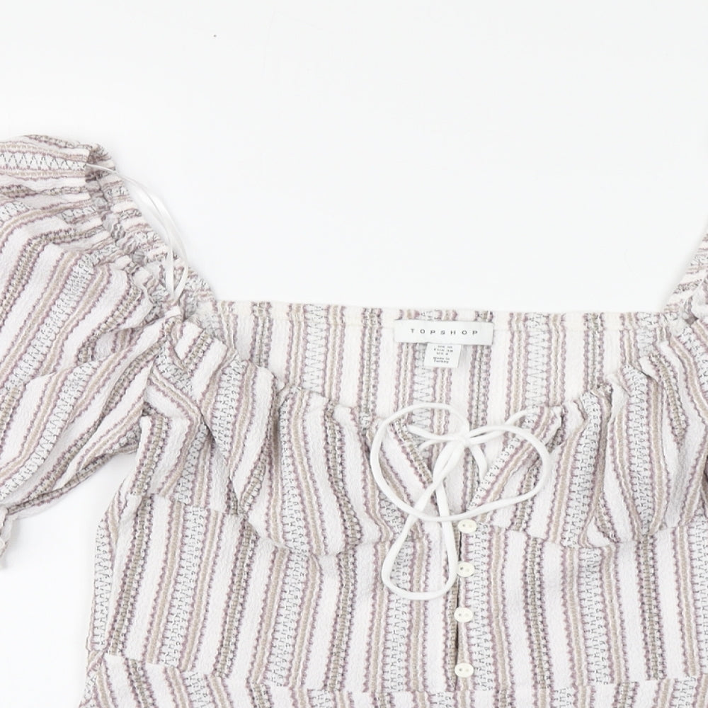 Womens UK Size 10 Topshop Multicoloured Basic Blouse