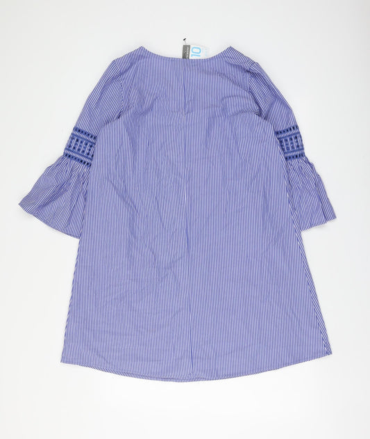 Primark Womens Blue Striped Polyester A-Line Size 10 V-Neck Pullover