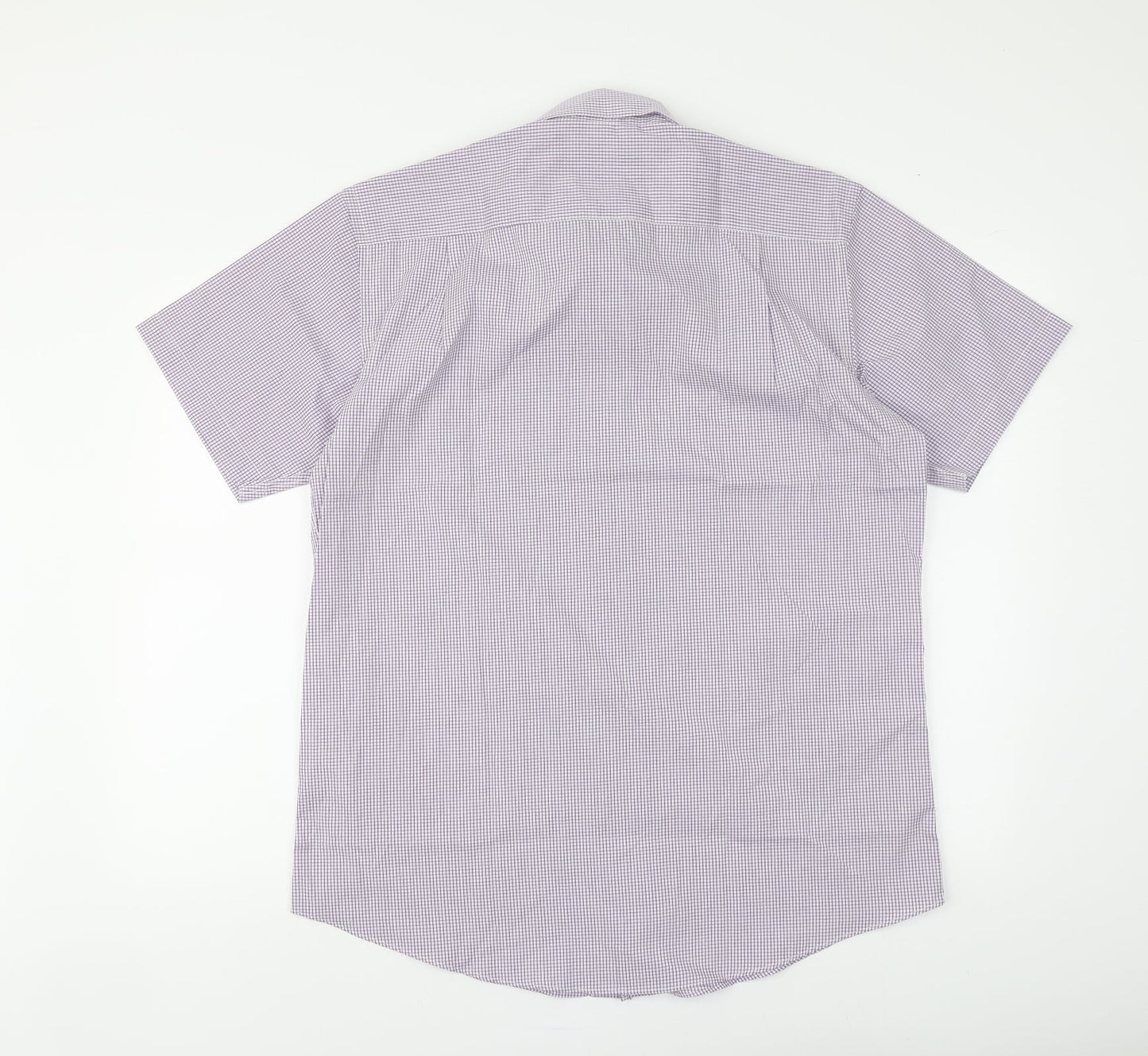 Taylor & Wright Mens Pink Check Polyester Button-Up Size 16 Collared Button