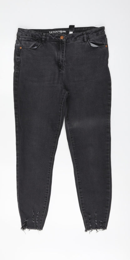 NEXT Womens Grey Cotton Skinny Jeans Size 10 L27 in Regular Button