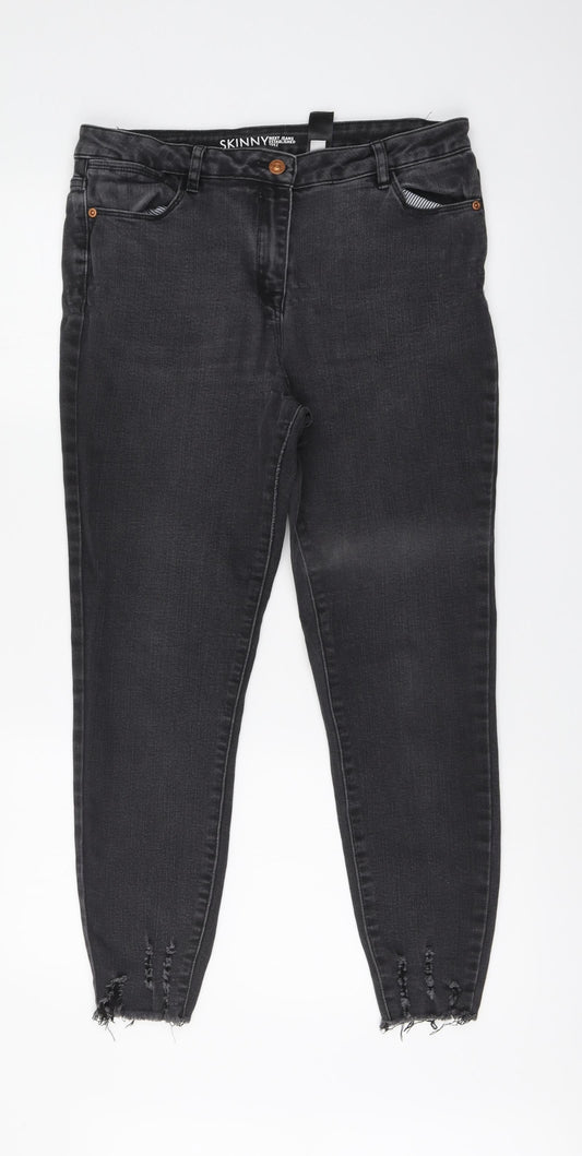 NEXT Womens Grey Cotton Skinny Jeans Size 10 L27 in Regular Button