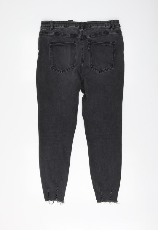 NEXT Womens Grey Cotton Skinny Jeans Size 10 L27 in Regular Button