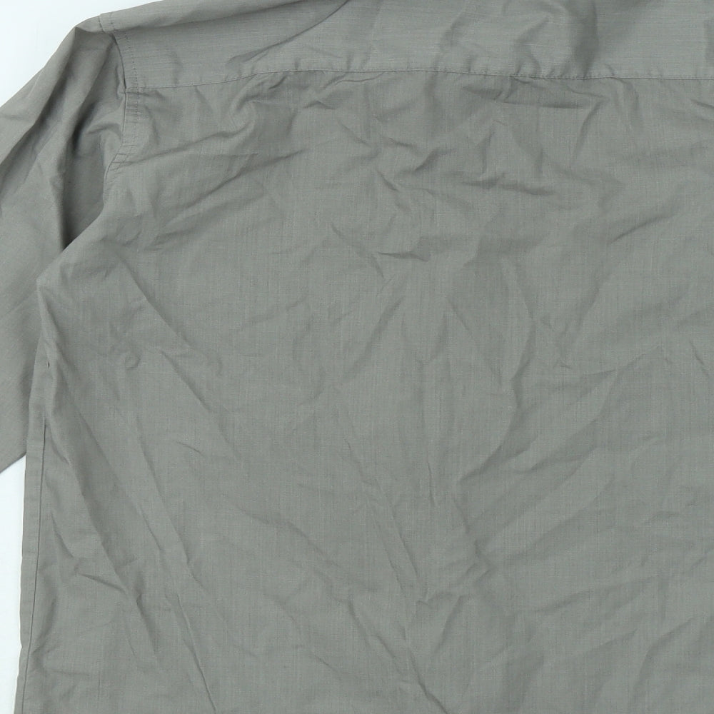 Mens UK Size 14 Trutex Grey  Button-Up Long Sleeve Casual Shirt