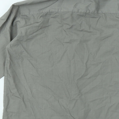 Mens UK Size 14 Trutex Grey  Button-Up Long Sleeve Casual Shirt