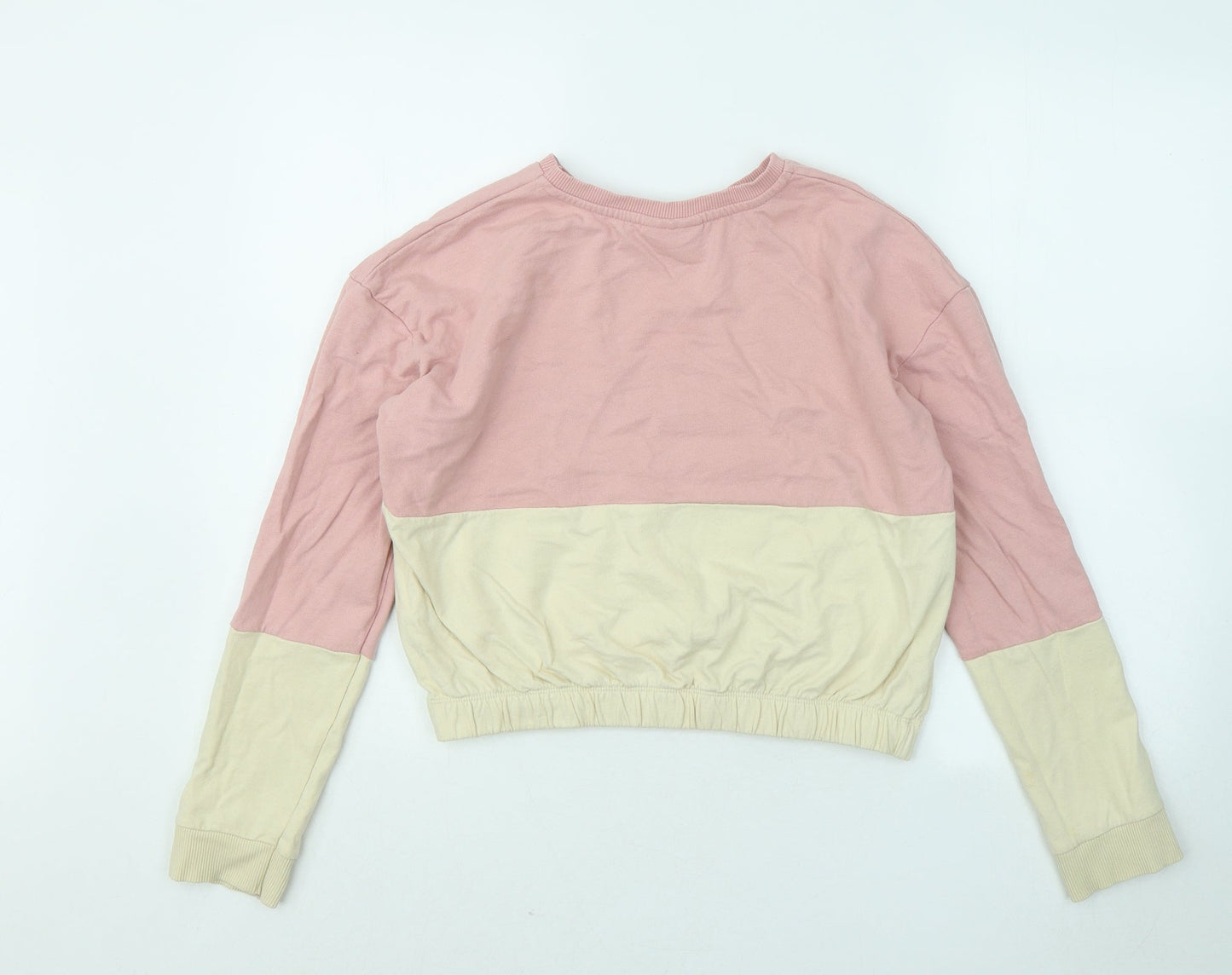George Girls Pink Colourblock Cotton Pullover Sweatshirt Size 12-13 Years Pullover - Life Is Better With Friends