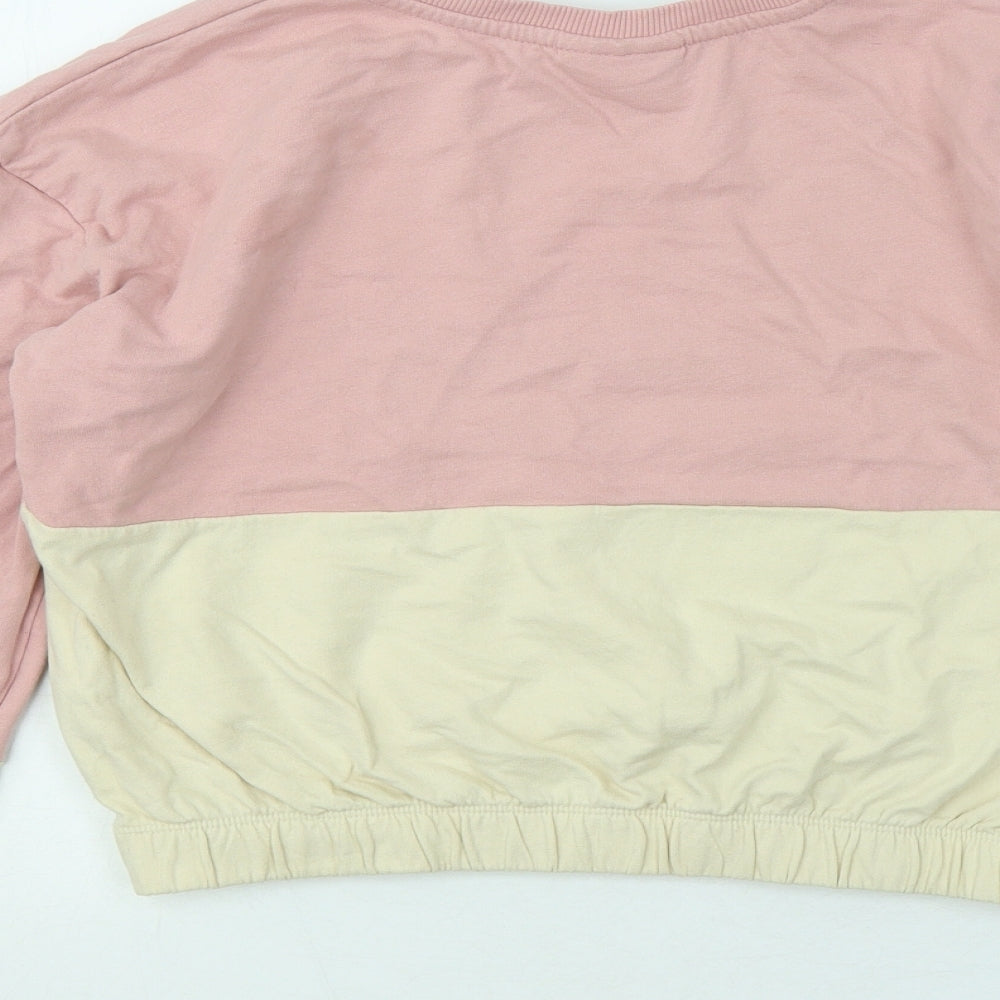 George Girls Pink Colourblock Cotton Pullover Sweatshirt Size 12-13 Years Pullover - Life Is Better With Friends