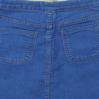 PARISIAN SIGNATURE Womens Blue Cotton A-Line Skirt Size 6 Button