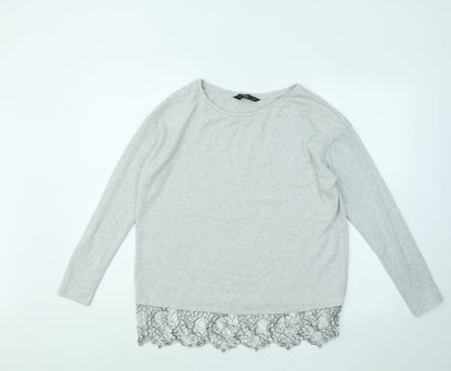 F&F Womens Grey Round Neck Viscose Pullover Jumper Size 8