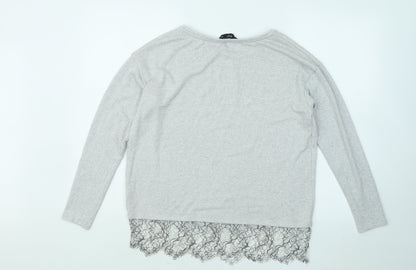 F&F Womens Grey Round Neck Viscose Pullover Jumper Size 8