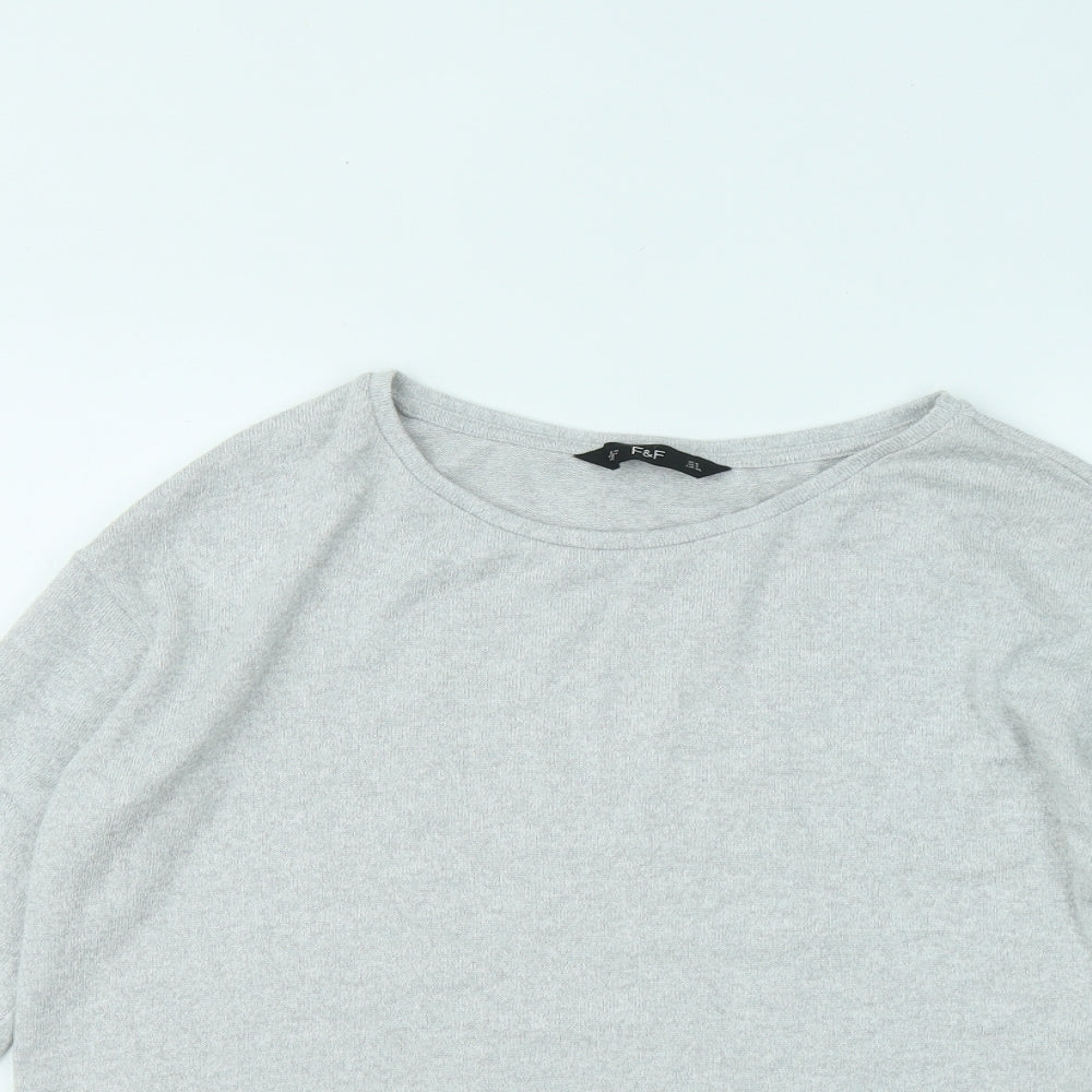 F&F Womens Grey Round Neck Viscose Pullover Jumper Size 8
