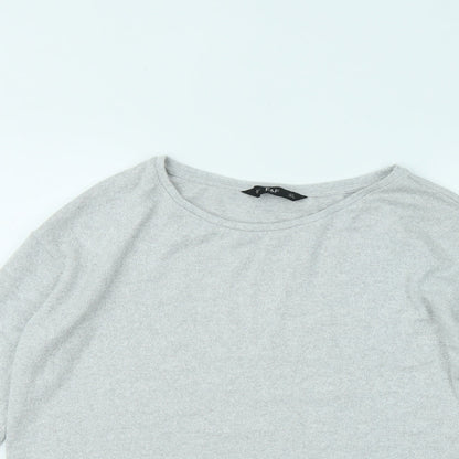 F&F Womens Grey Round Neck Viscose Pullover Jumper Size 8