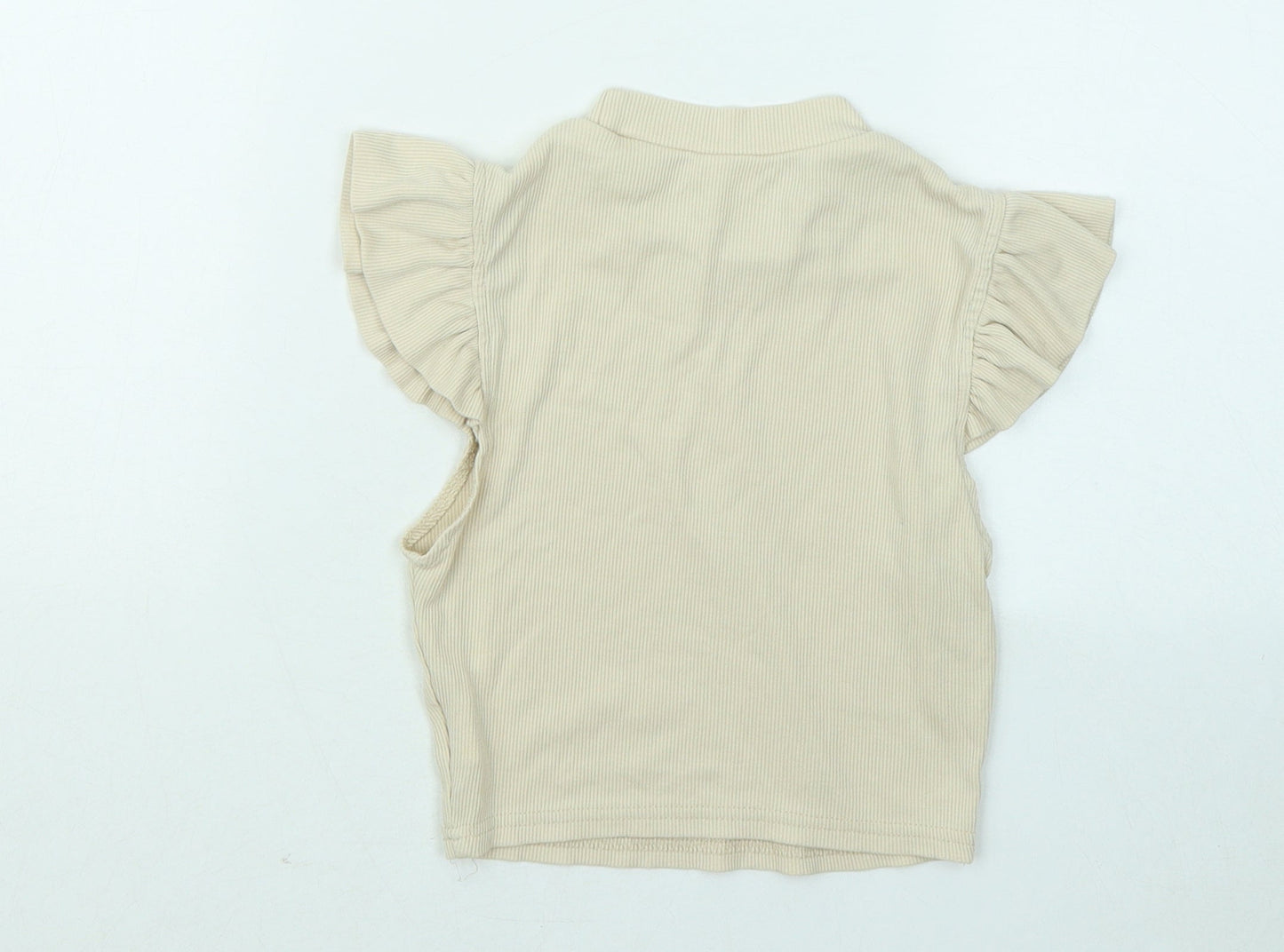 SheIn Girls Beige Cotton Basic T-Shirt Size 12-13 Years Round Neck Pullover
